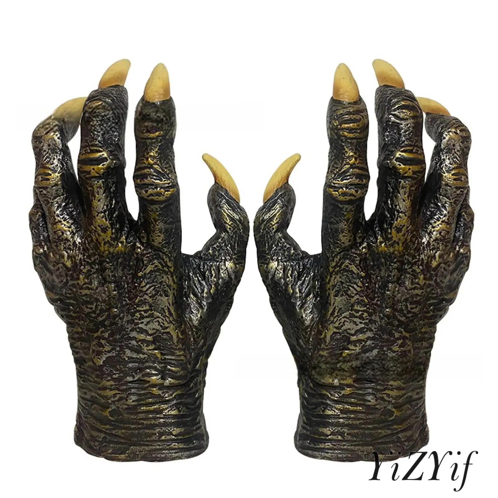 Unisex 1 Pair Halloween Scary Gloves Werewolf Paws Hand Gloves Gothic Cosplay Masquerade Claws Glove Dress Up Accessories