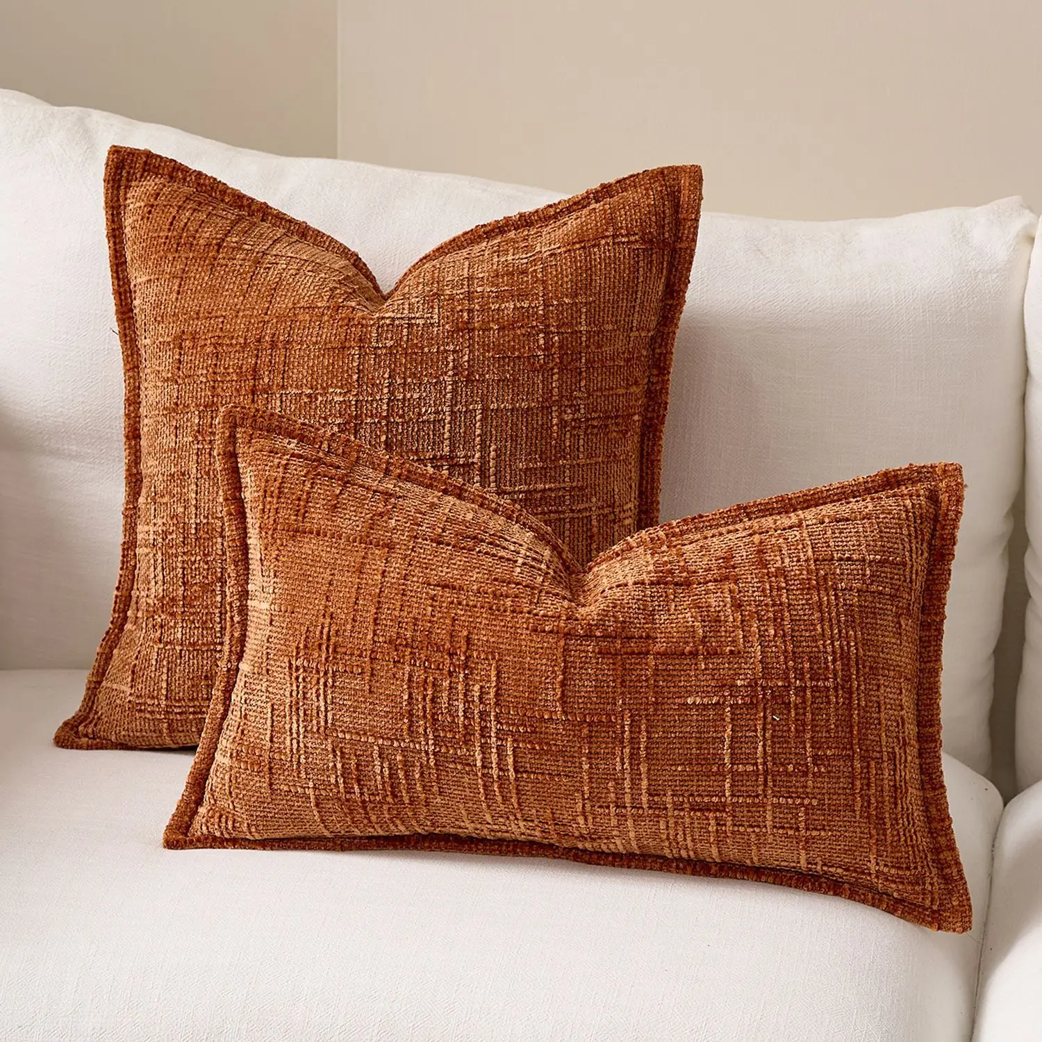Decorative Throw Pillow Covers Set of 2,Soft Chenille Tweed Textured Cushion Case,Modern Home Decor for Couch Bed Living Room