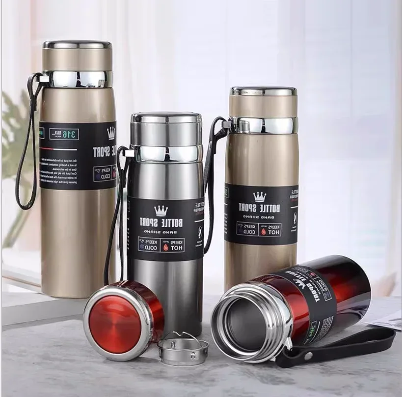 1000ml Stainless Steel Insulated Mug Outdoor Car Travel Mug Thermos Stainless Steel Water Bottle Hot and Cold Drink Water Flask