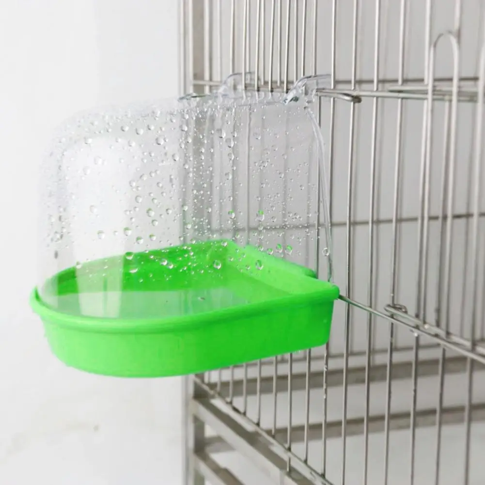 Easy to Clean Bird Bath Tub Transparent Bird Bath Cage for Small Birds Parrot Canary Budgies Easy to Clean Covered Bath for Pets