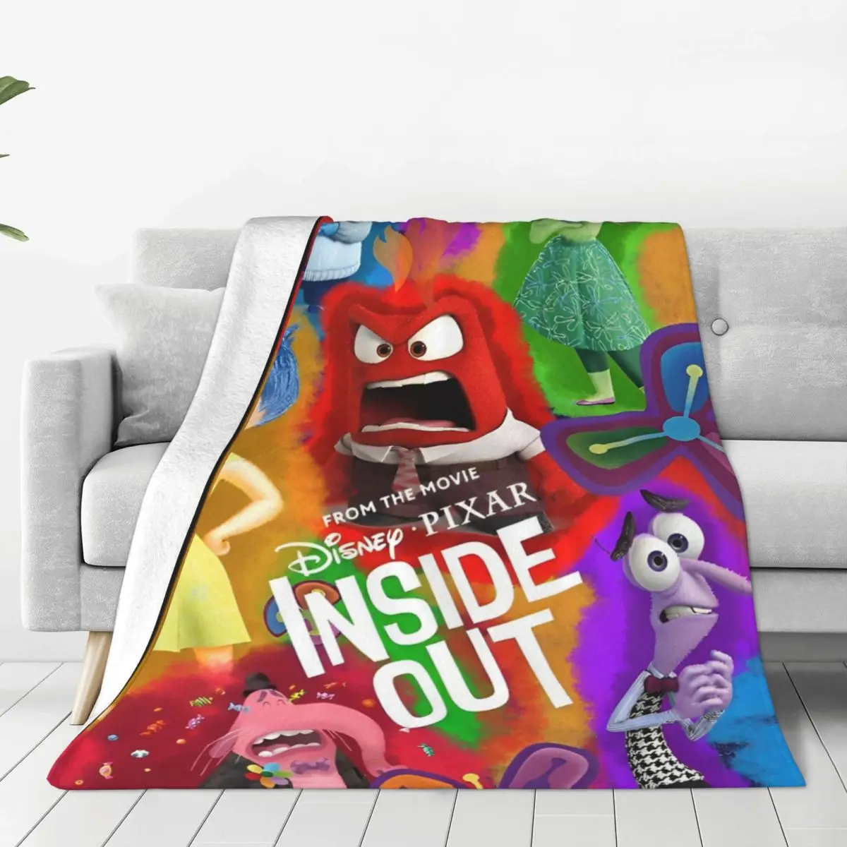 

Inside Out 2, фланелевое одеяло с героями мультфильмов, зимнее супермягкое одеяло для детской спальни, забавное покрывало, чехол для дивана-кровати