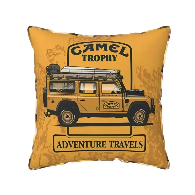 Camel Trophy Soft Velvet Pillow Cover 18x18 Inch Nordic Square Throw Pillow Case for Car Sofa Couch Bed Decor