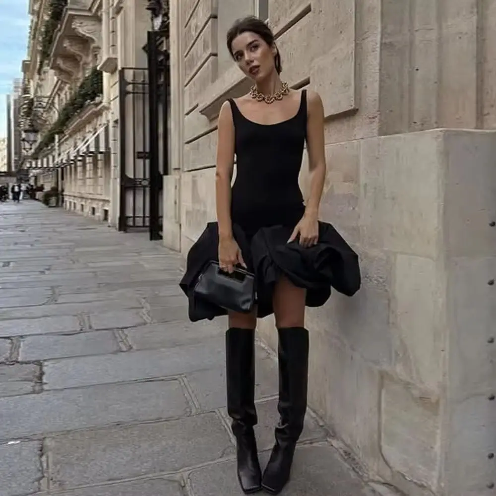 

High Street Sexy Backless Mermaid Female Maxi Dress To Party Couture Black Ruched Midi Women Dresses