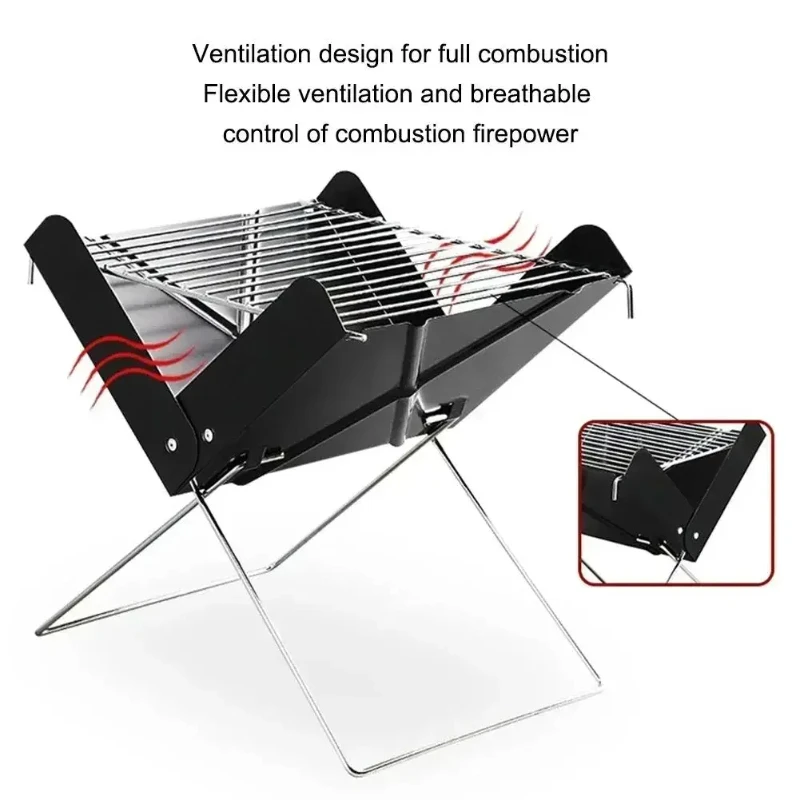 

Portable barbecue Charcoal grill, folding notebook shape grill, removable folding, suitable for camping, patio, outdoor