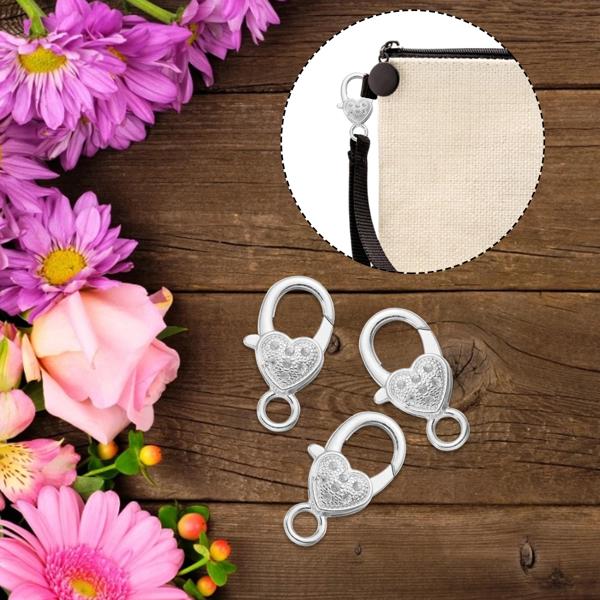 

10pcs Heart Shaped Lobster Clasp Jewelry Accessories Vintage Heart Keychain Lanyard Ring Necklace Buckle DIY Bracelets