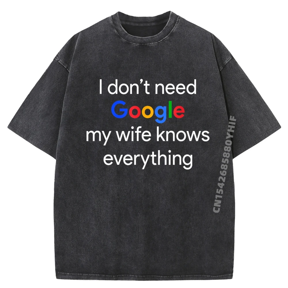 

Tops & Tees Retro Washed T-shirts I Don't Need Google My Autumn Female T-Shirt Street Loose Graphic Tees