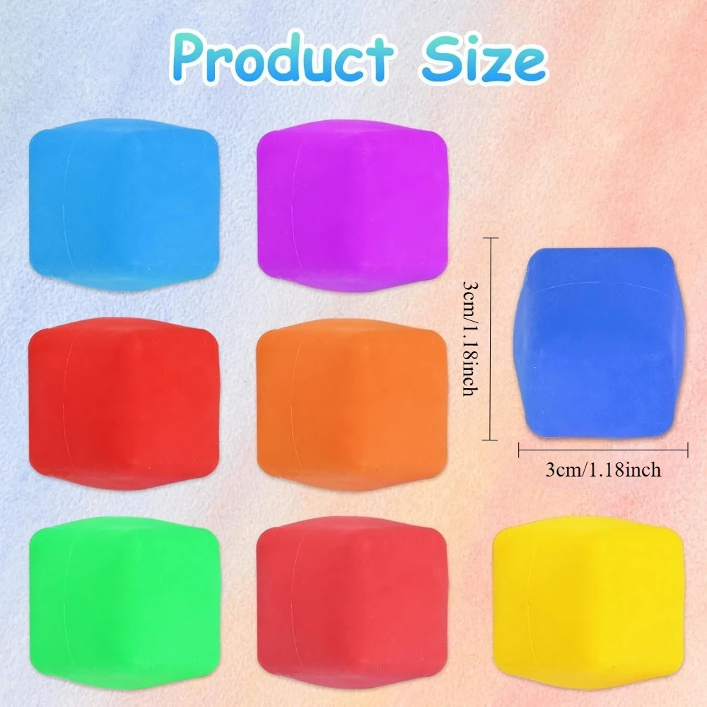 Losowe 15 sztuk, kolorowe gniotki w kształcie kostek, zabawki TPR o powolnym powracaniu do kształtu do redukcji stresu i wyładowywania emocji.
