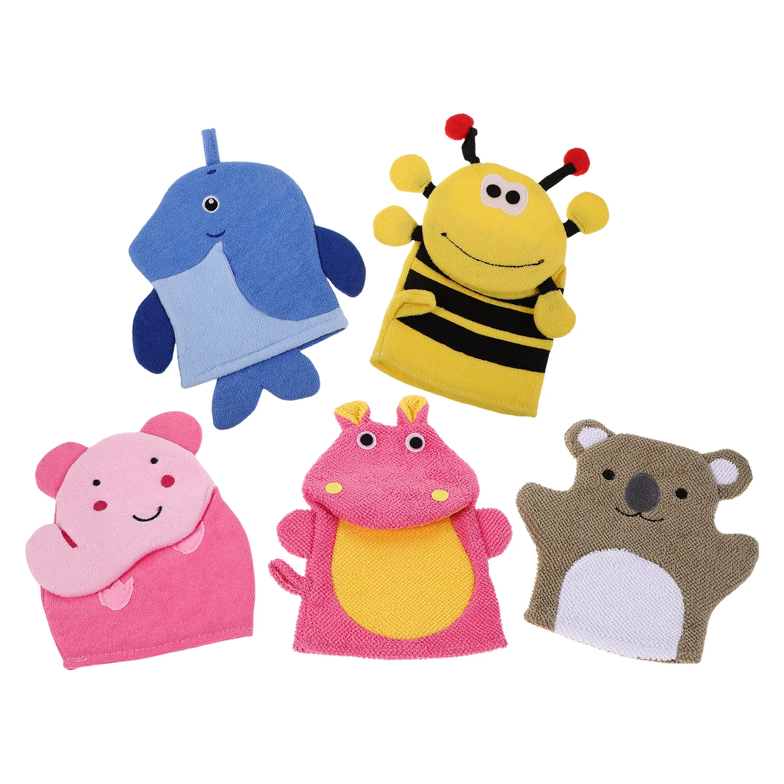 Guante exfoliante para niños, guantes de baño de animales para lavar el cuerpo, diseño de dibujos animados, exfoliante profundo, guante de ducha, exfoliante para niños, 5 uds.