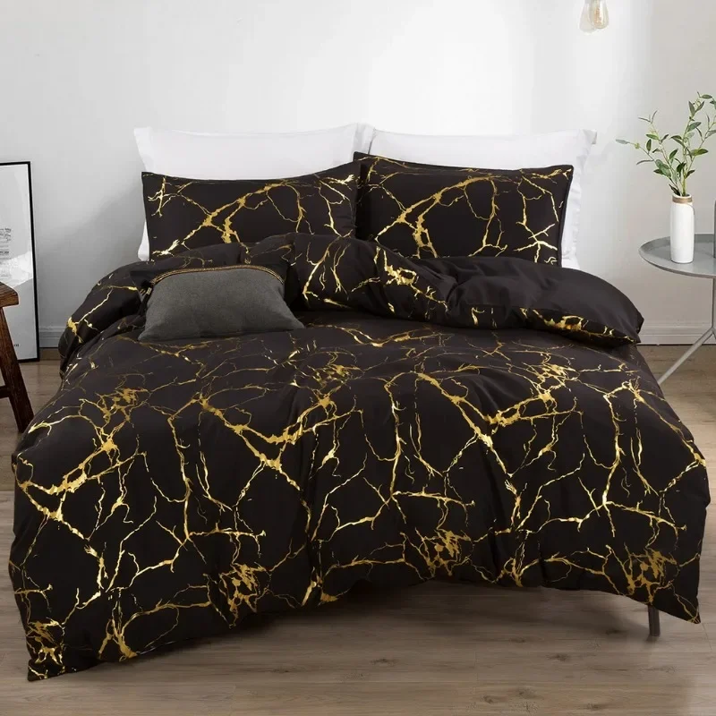 

Queen Bedding Duvet Cover Set Marble Printed 1 Piece Luxury Microfiber Down Comforter Quilt Cover with Zipper Closure