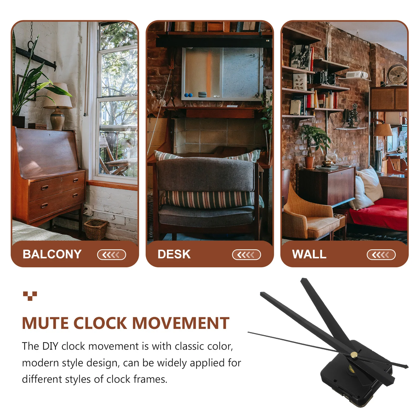 Mécanisme d'horloge mouvement muet aiguilles en plastique faciles à utiliser pour l'artisanat horloges murales sans cadre décor de bureau à domicile mouvement d'horloge