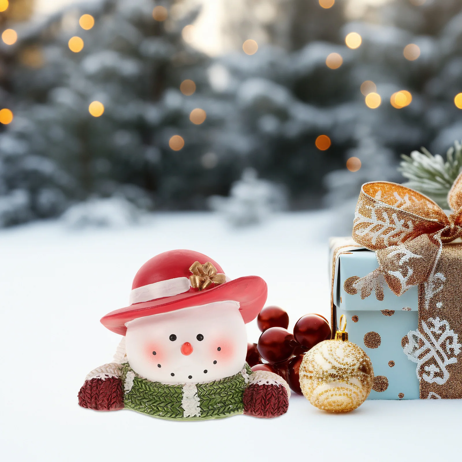 

Small Bust Christmas Resin Snowman Decor Cute Winter Snowman Decoration Xmas Party Favor Ornament Christmas Statue