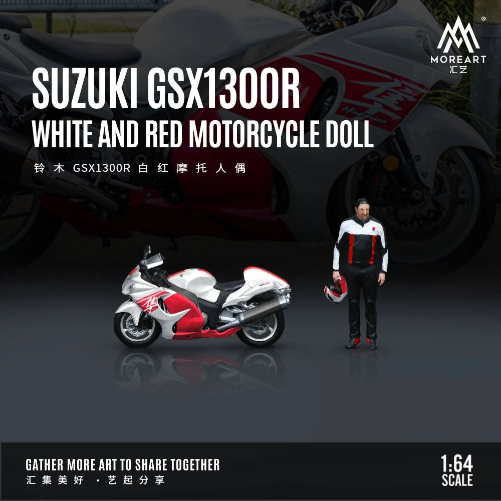 Presale*MoreArt 1:64 Suzuki GSX1300R white and red motorcycle action figure set-Delivery in December