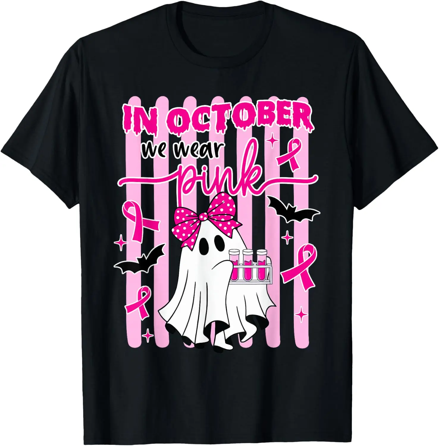 In October We Wear Pink Phlebotomist Breast Cancer Awareness T-Shirt Premium heavyweight pure cotton—stylish, versatile, and unisex; a perfect Christmas gift suitable for year-round wear.