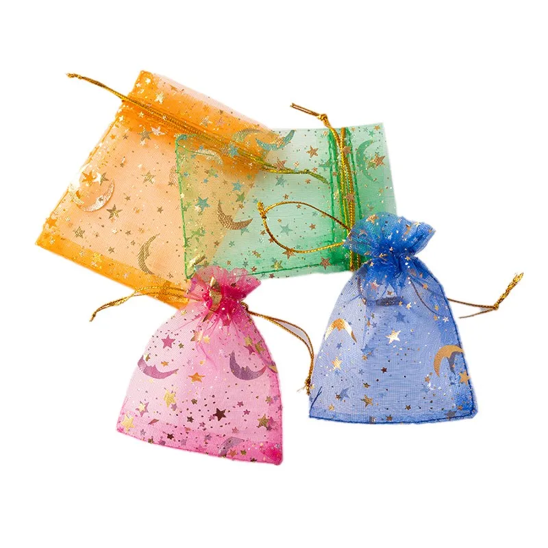 Bolsas de Organza con cordón para joyería, 50 piezas, para regalo, recuerdo de boda, suministros de embalaje para negocios pequeños