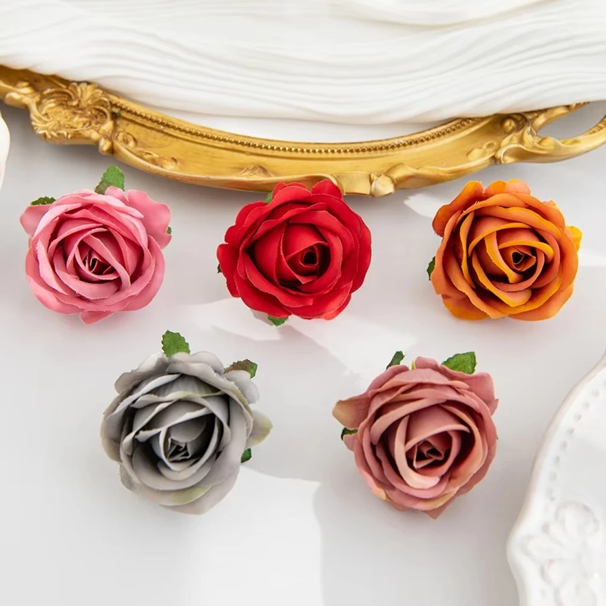 100Pcs Artificial Flowers Silk Roses Scrapbooking Wedding Party Garden Home Room Table Decor Festival Wreath Bridal Accessories