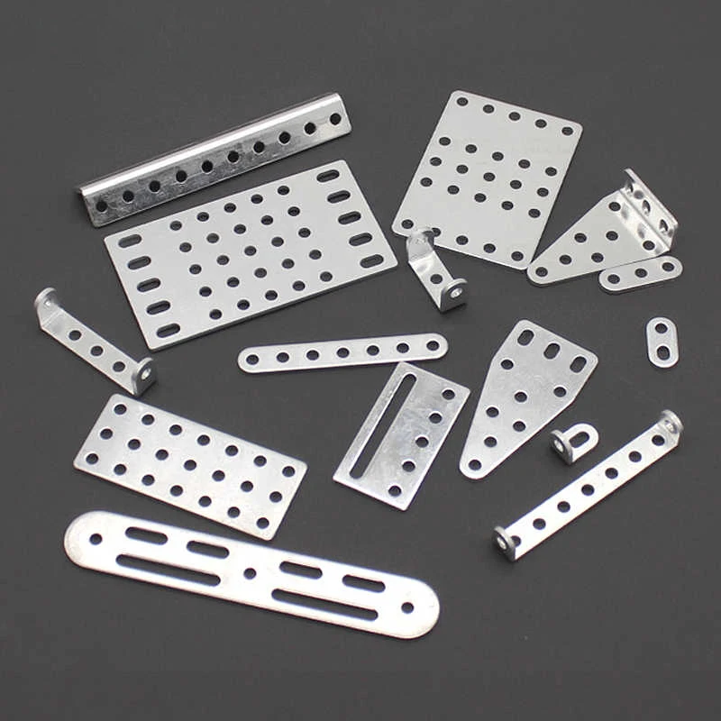 Aluminum Alloy Square Plate with Hole Fixed Piece Bottom Plate U-Shaped Strip Angle Code DIY Toy Model Material Accessories