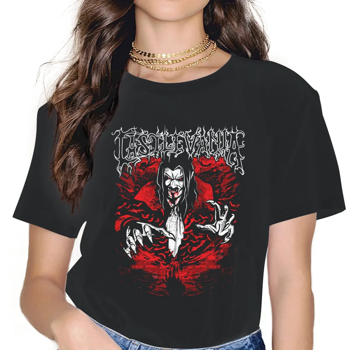 Women Dracula of The Night  T Shirt Castlevania Trevor Belmont TV 100% Cotton Tops Creative Short Sleeve Crew Neck Tees Gift