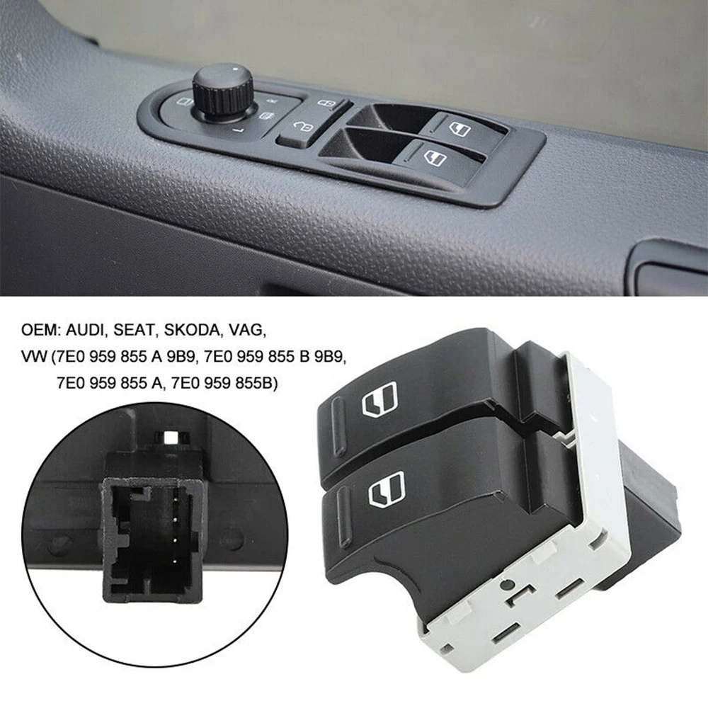 Car Accessories Electric Door Window Double Switch Button Control Driver Side For VW Transporter T5 T6 Caravelle 7E0959855A9B9