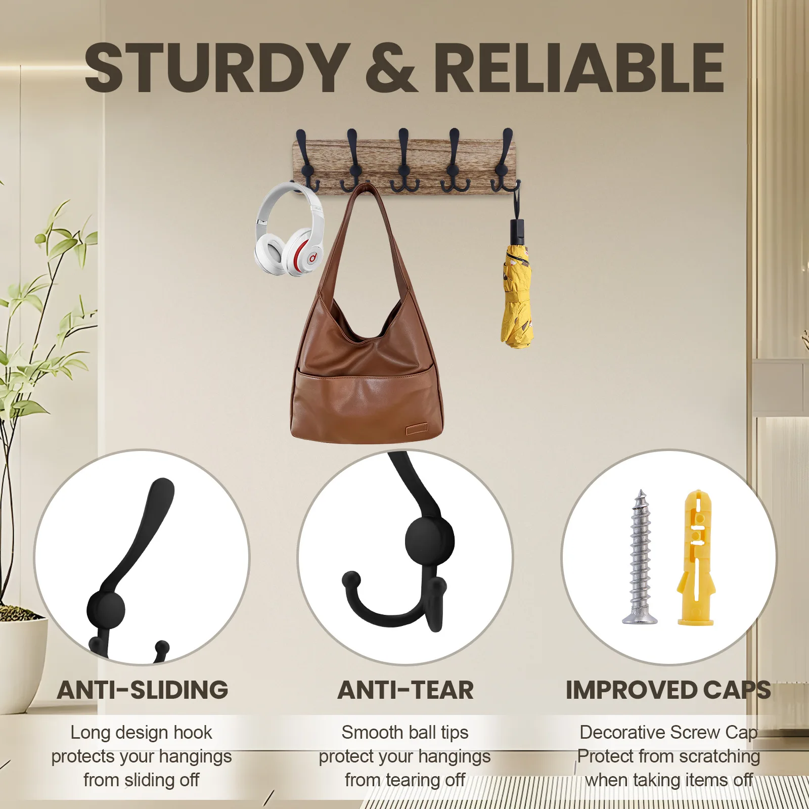 Log Retro-style Coat Hook Solid Wood Coat Hook Behind The Door Coat Hook Wall-mounted Nordic Style Log Coat Hook