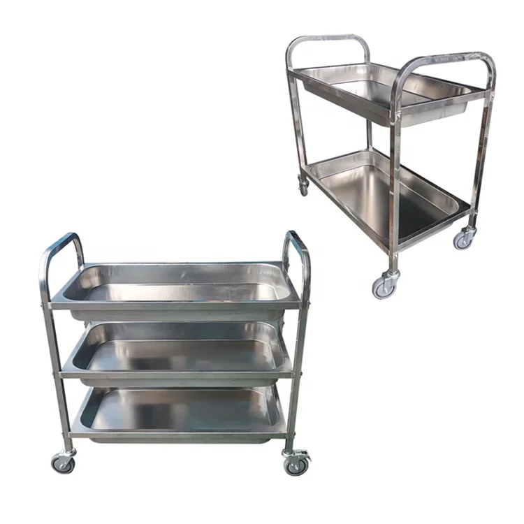 

Custom Commercial Kitchen Equipment 304 Stainless Steel Trolley Tea Coffee Hotel Food