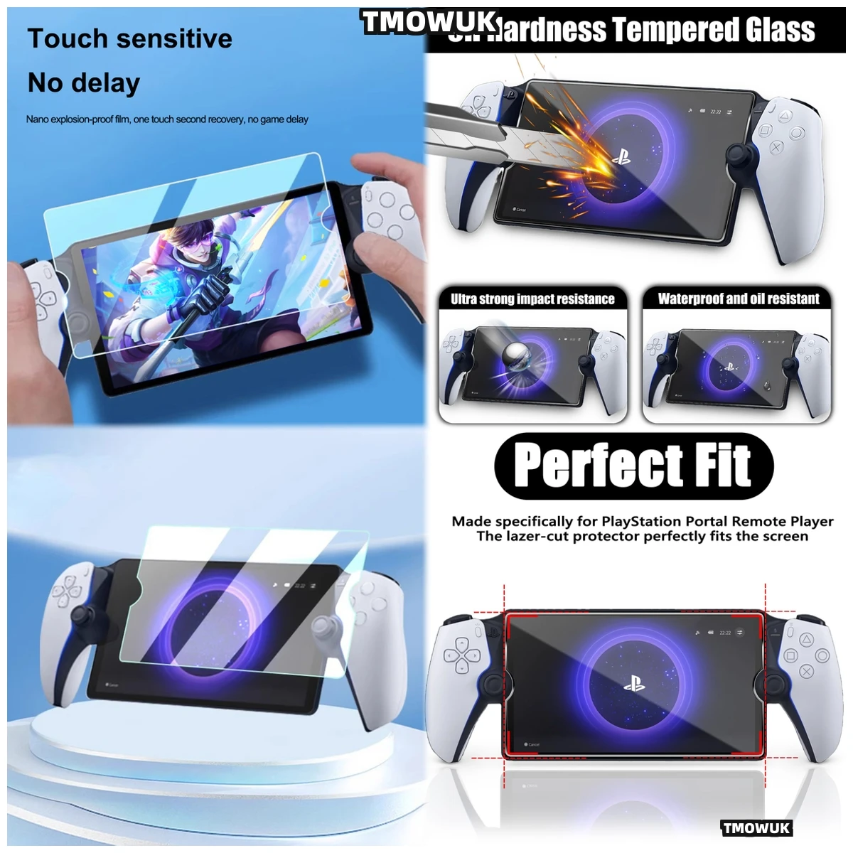 

Shock-Absorbing Clear Tempered Glass For Sony PlayStation Portable PS5, Precision Cut