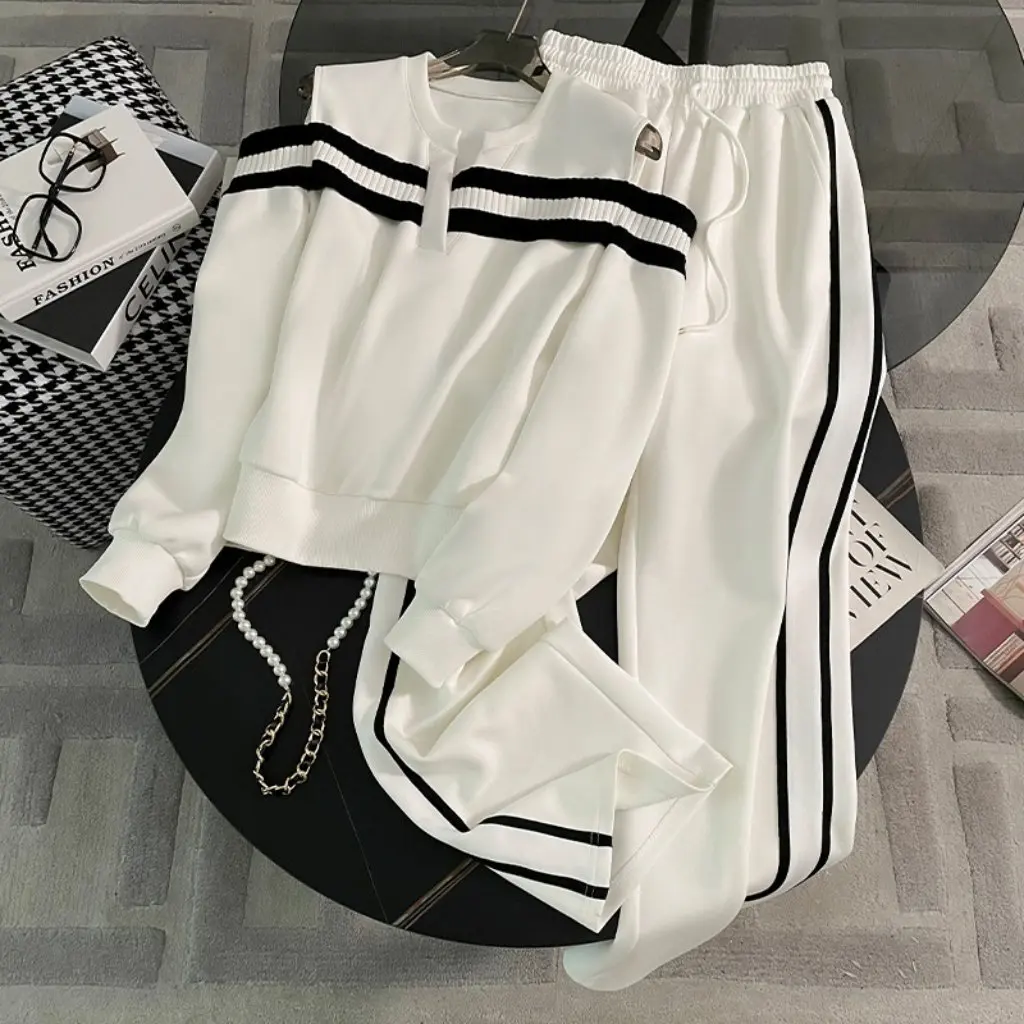 

Женский элегантный утягивающий комплект из двух предметов в полоску, повседневный спортивный модный комплект, полуюбка с длинными рукавами, весна-осень