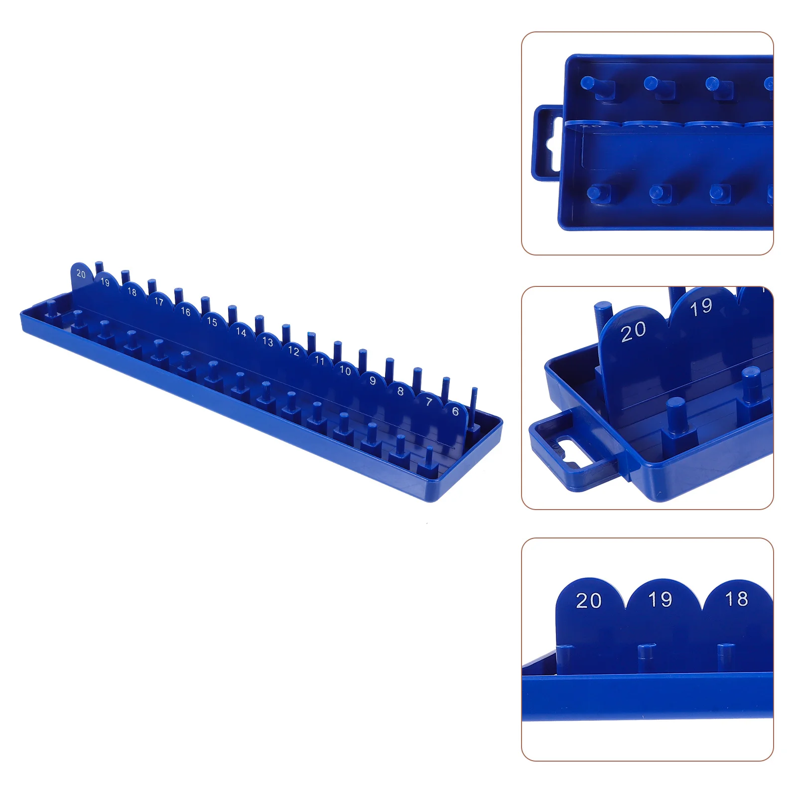 3/8 بوصة منظم المقبس Pp دائم مقاومة للخدش أداة صندوق تخزين الرف ورشة عمل المرآب المقبس حامل الصواني
