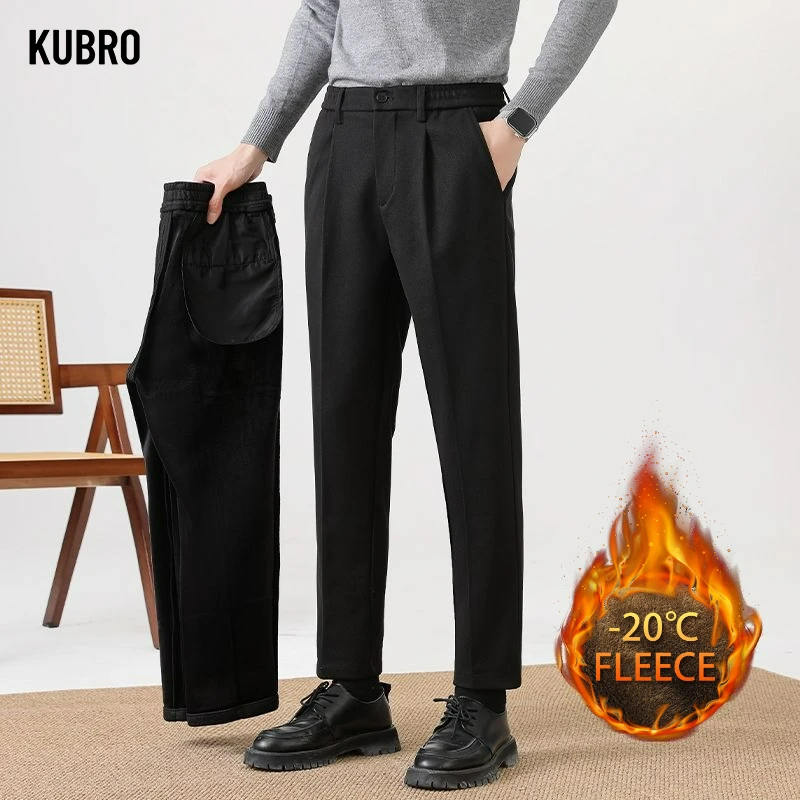 

Мужские шерстяные кашемировые костюмные брюки, модные мужские двойные плиссированные зимне-осенние мешковатые флисовые утепленные брюки, мужские деловые брюки