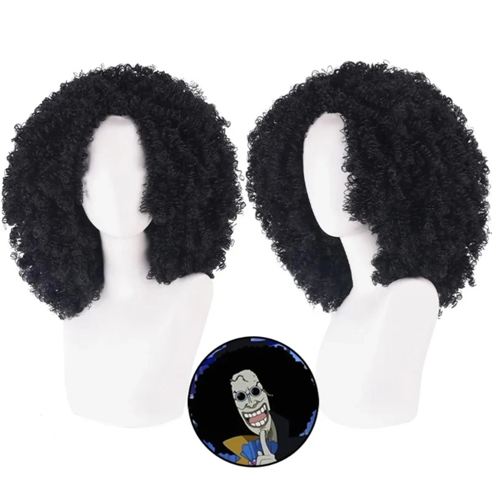 Pelucas de Cosplay de Anime BROOK de 40 cm, Rizadas, Resistentes al Calor, Sintéticas, de Pelo Largo, para Disfraces de Anime para Mujer, para Halloween, Carnaval, Fiestas