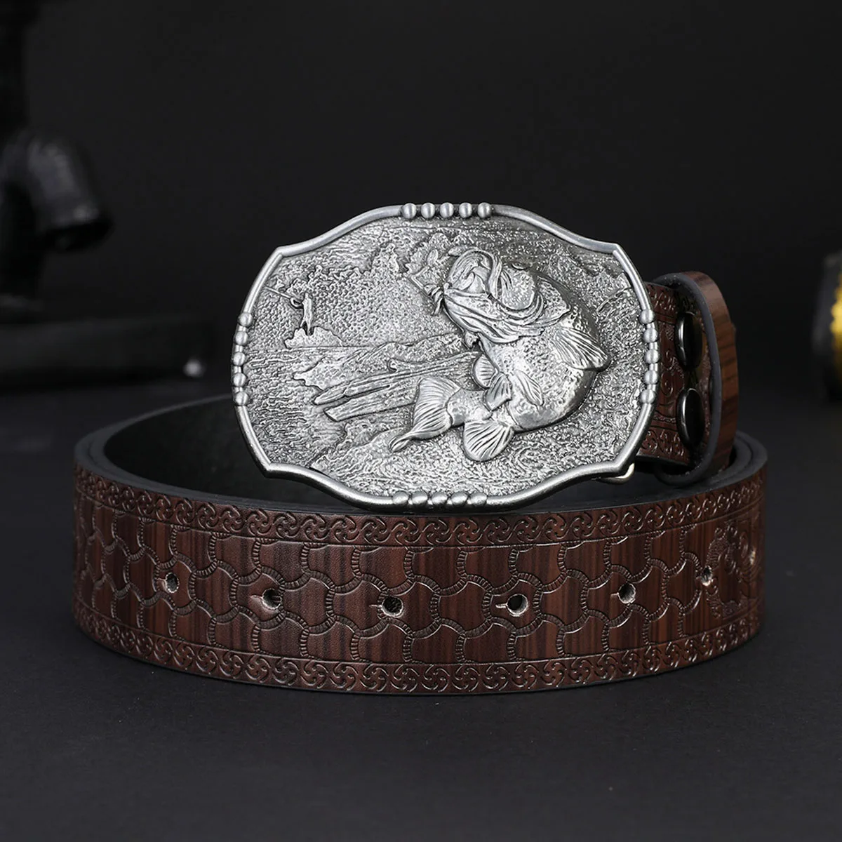 

Retro Western Cowboy Fishing Belt Buckle - Classic Leather Accessory Trendy Dropshipping Item for Western Fashion Enthusiasts