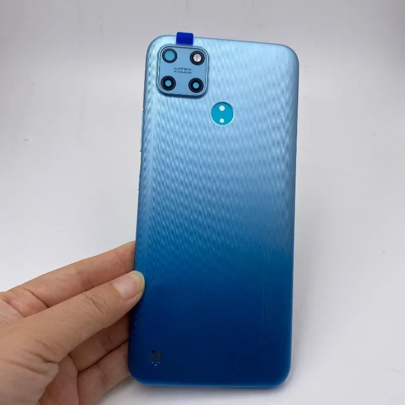 Battery Cover Back Panel Rear Housing Door Case with Power Volume Button+Camera Lens Replace for Realme C25Y C21Y