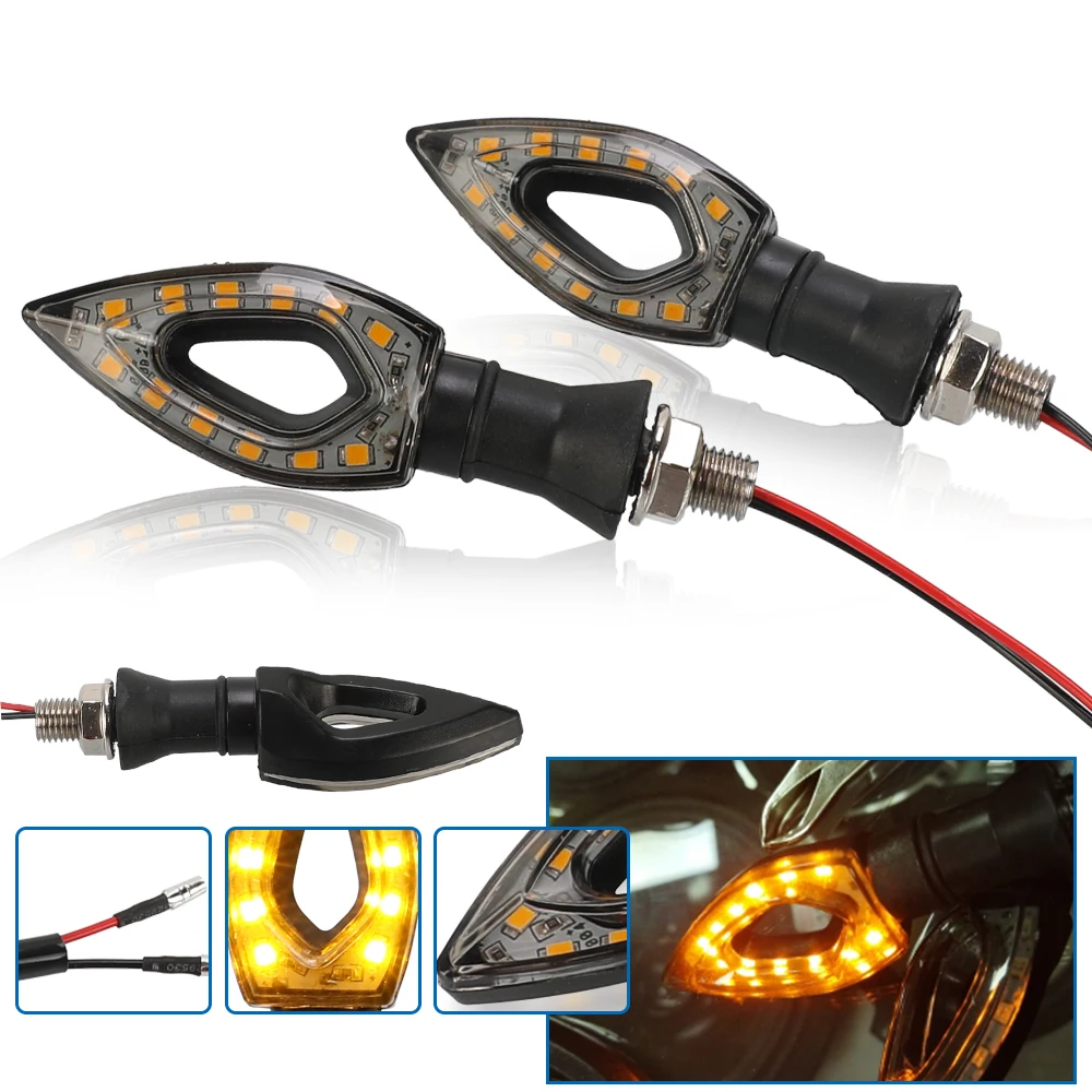 Universal 2pcs Motorcycle LED Turn Signal Light Amber Blade Lamp Indicator Blinker Waterproof Flashing Moto Bike Super Bright