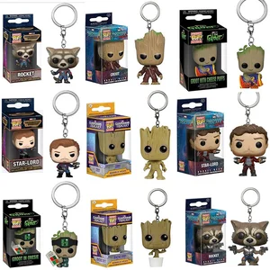 Funko pop guardians of the pocket keychain galaxy rocket starshow groot in groot overalls with cheese blows model toys child Main Main Sales Funko Personalized - №1