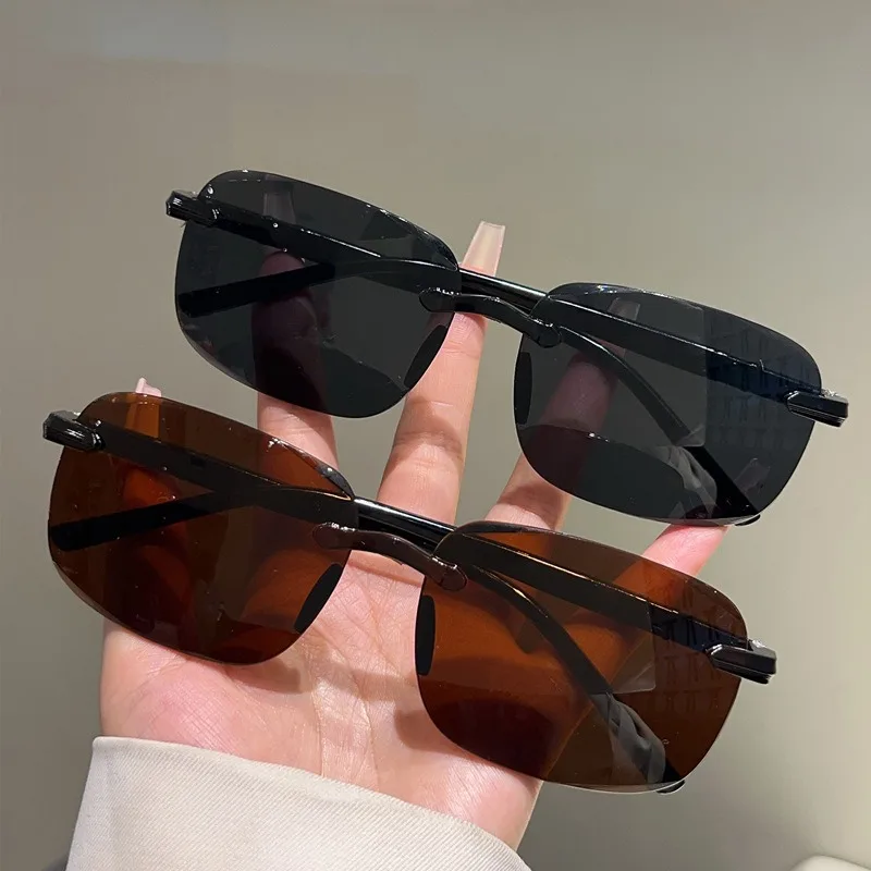 Fashion Pilot Sunglasses Men Luxury Brand Vintage Rimless Sun Glasses Flexible Frame Lightweight Eyewear Shades UV400 view 5