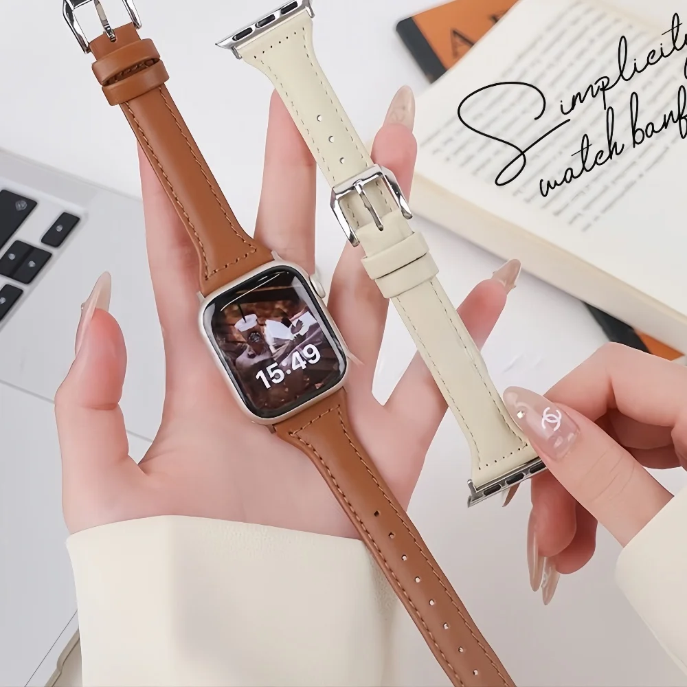 حزام جلدي نحيف لساعات أبل الذكية 22/38/40/41/42/44/45/46/49 مللي متر سلسلة iWatch معصمه مبيعات الجمعة السوداء