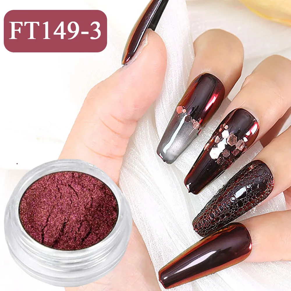 1 barattolo di Capodanno rosso camaleonte specchio magico polvere per unghie Y2K evidenziare specchio metallico per unghie pigmento cromato smalto gel sfregamento polvere