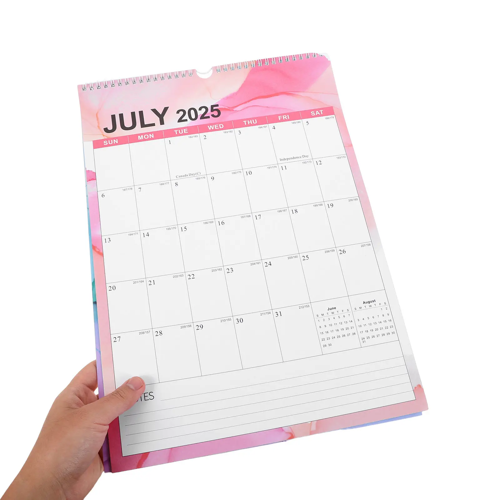 

2026 Hanging Wall Calendar Spiral Wire Bound 18 Months July 2025 Dec 2026 Minimalist Design Holiday Countdown Family Office