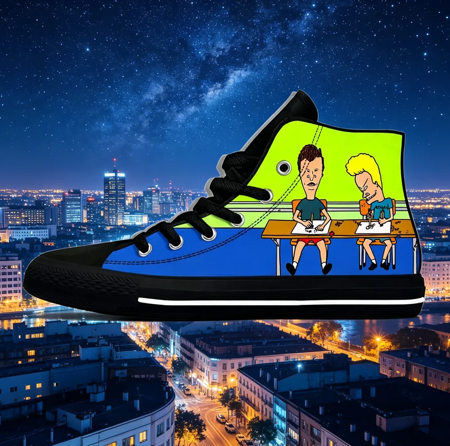 

Beavis Pattern High Top Canvas Sneakers, Classic Anime Printed Shoes,Fashion Casual Footwear for Men Women