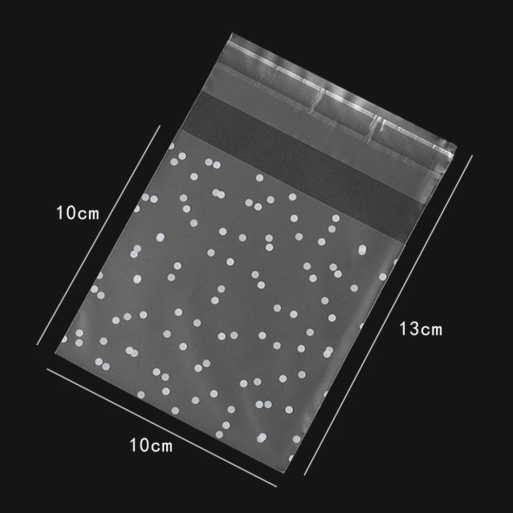 100pcs Plastic Transparent Packing Cellophane Bags Polka Dot Candy Cookie Gift Bag for Party Wedding DIY Self Adhesive Pouches