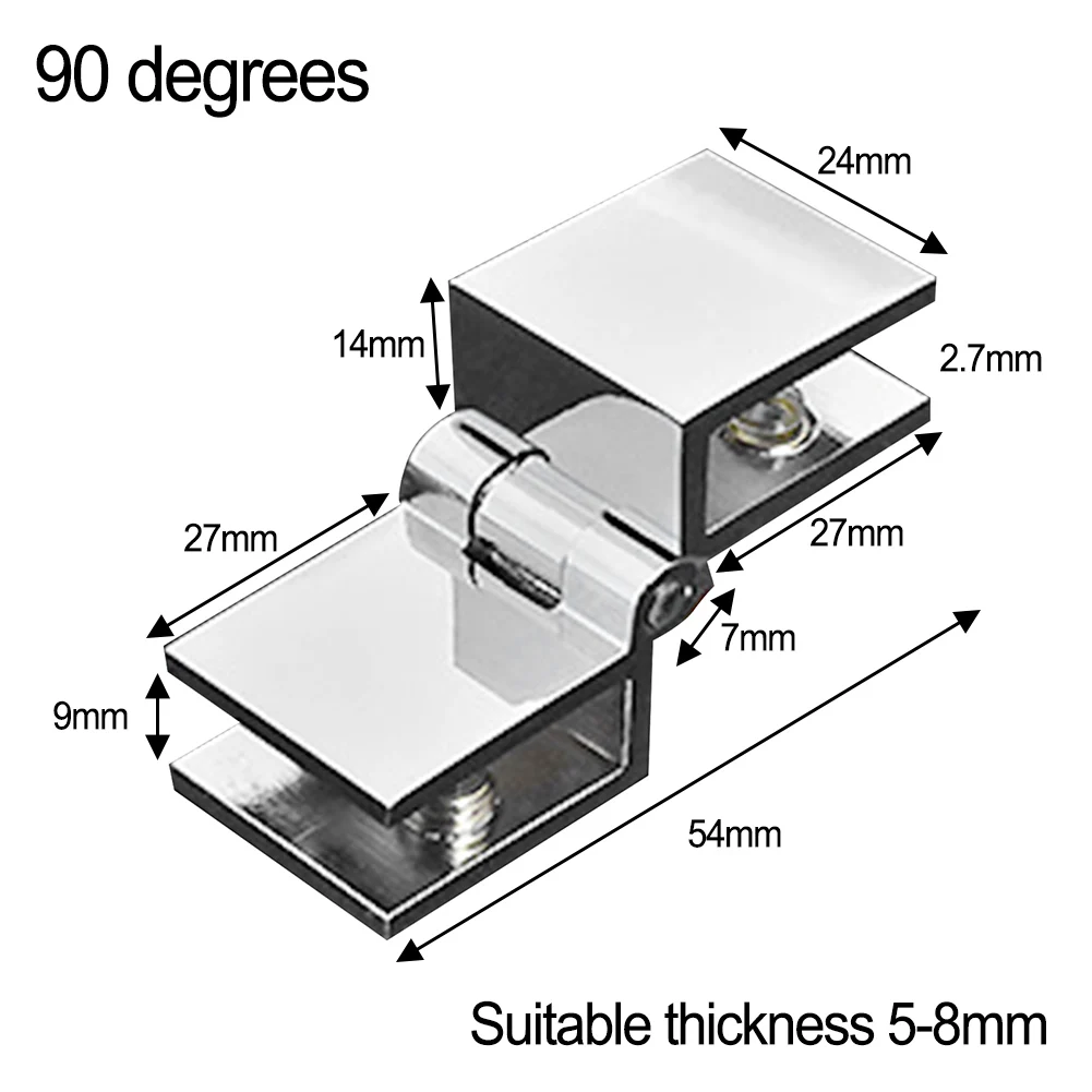 Петли для душевой двери, зажим для дверных петель, 1 шт., 90 градусов, серебристый, простой в установке для стекла 5-8 мм, для крепления панелей