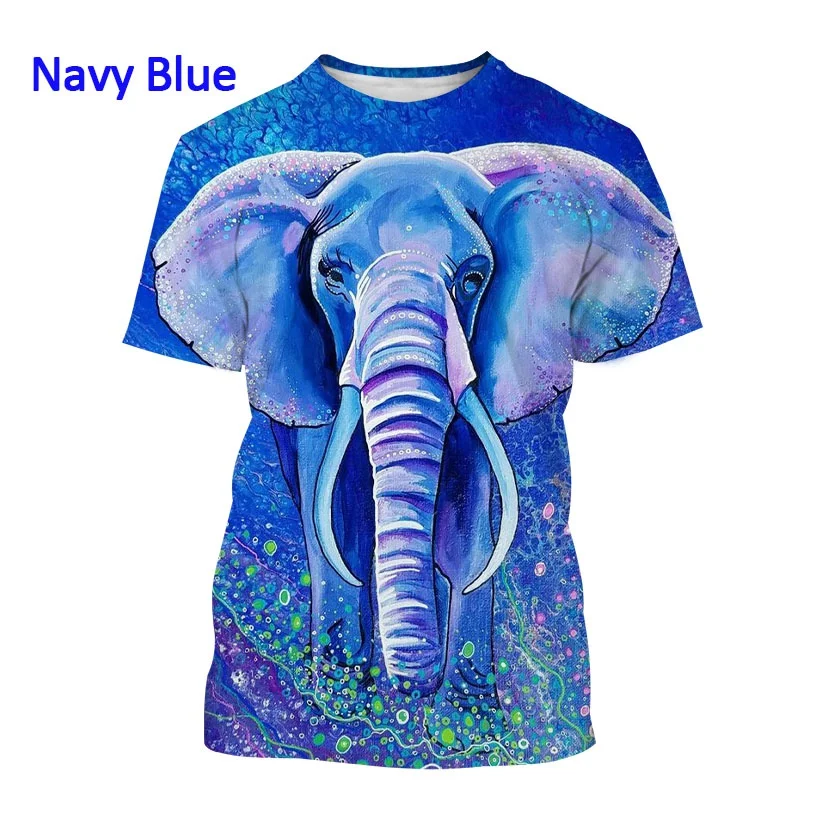 2022 Men\'s Casual Round Neck Short Sleeve Harajuku Style Funny Animal Elephant 3D Printing T-shirt Summer New Fashion Top XS-5XL