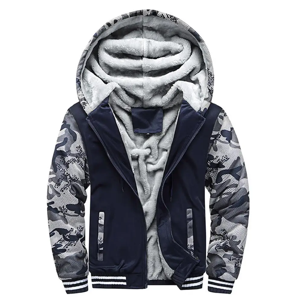 Männer Winter Jacke Camouflage Verdicken Jacken Mit Kapuze Fleece Langarm Unten Jacke Mann Casual Streetwear männer Kleidung – Detail 4