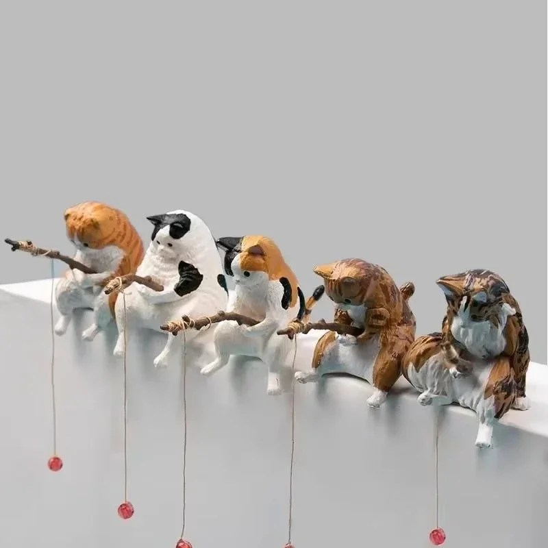 Funny Creative Aquarium Decoration Small Fishing Cat Aquarium Accessories Landscaping Ornament Fish Tank Accessories Diy