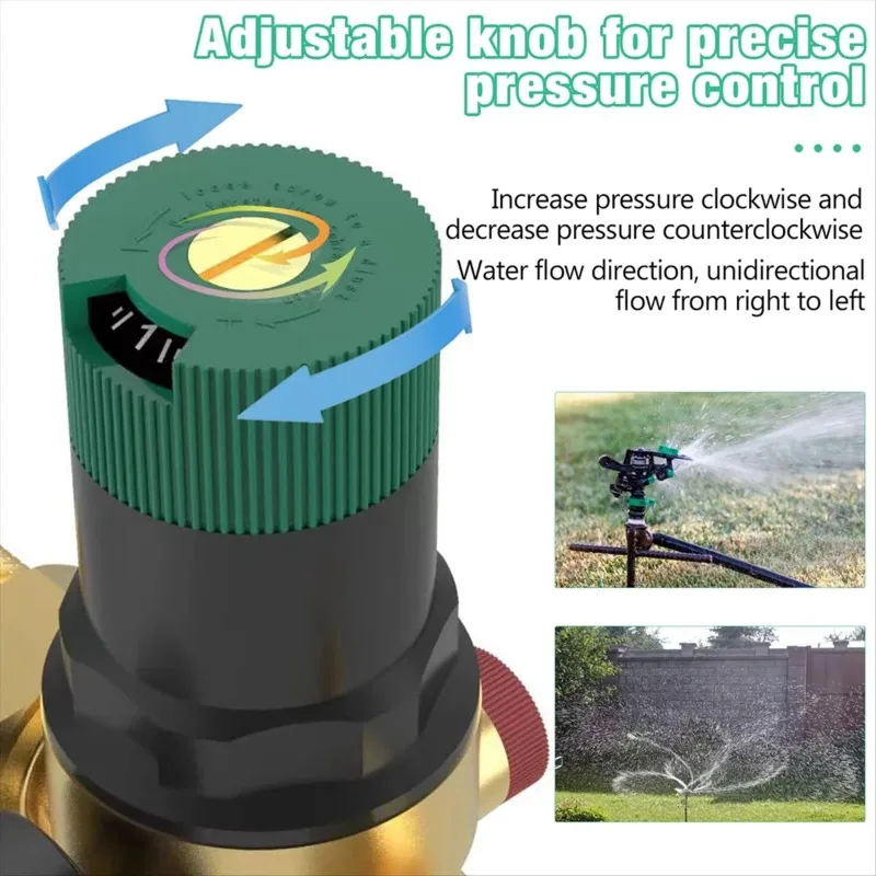 

New Pressure Regulator Water 3/4 Inch, Water Pressure Regulator with Water Pressure Gauge and Mesh Filter