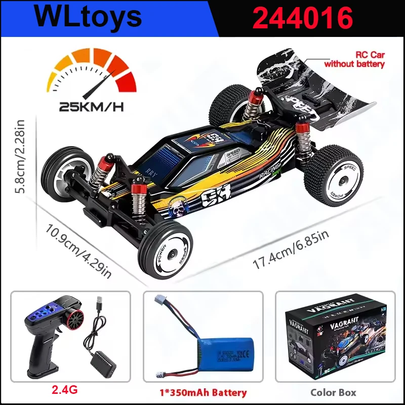 

New 1/24 2.4G RC Cars WLtoys 244016 High-Speed Remote-Controlled All-Terrain Drift Car Model 25km/h Toys For ChristmasGift