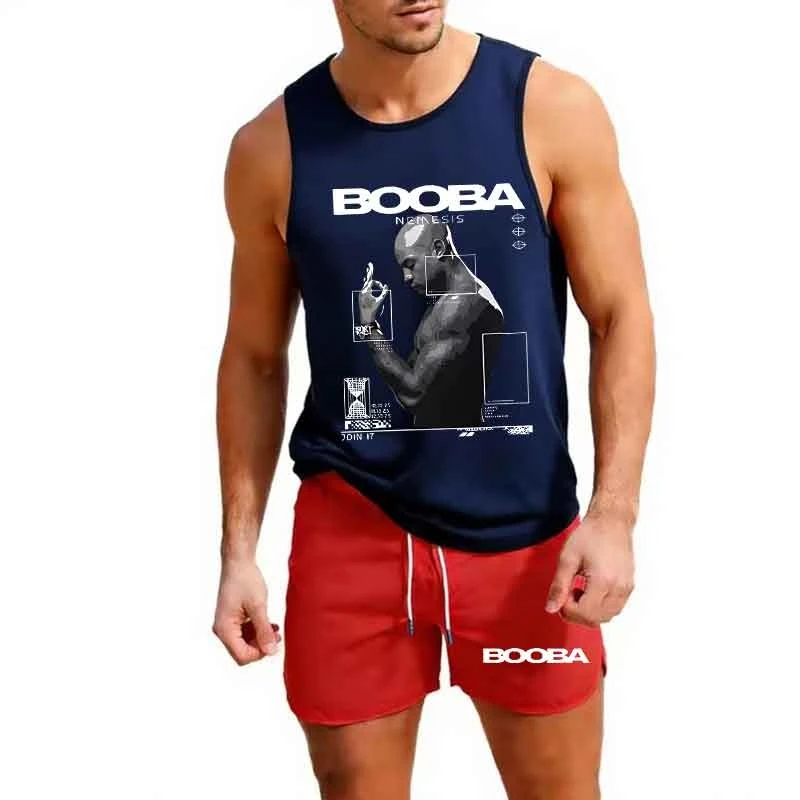 

Trendy Mens Summer 2 Piece Set Sleeveless Vest with Shorts Breathable Workout Clothes Basketball Training Jogging Outdoor Sports