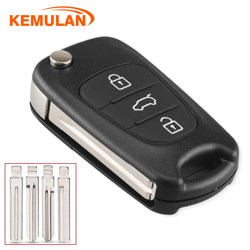 

KEMULAN Replacement Remote Car Key Shell 3BT Flip Folding Key Case For Kia K2 K5 Rio 3 Picanto Ceed Cerato Sportage For Hyundai