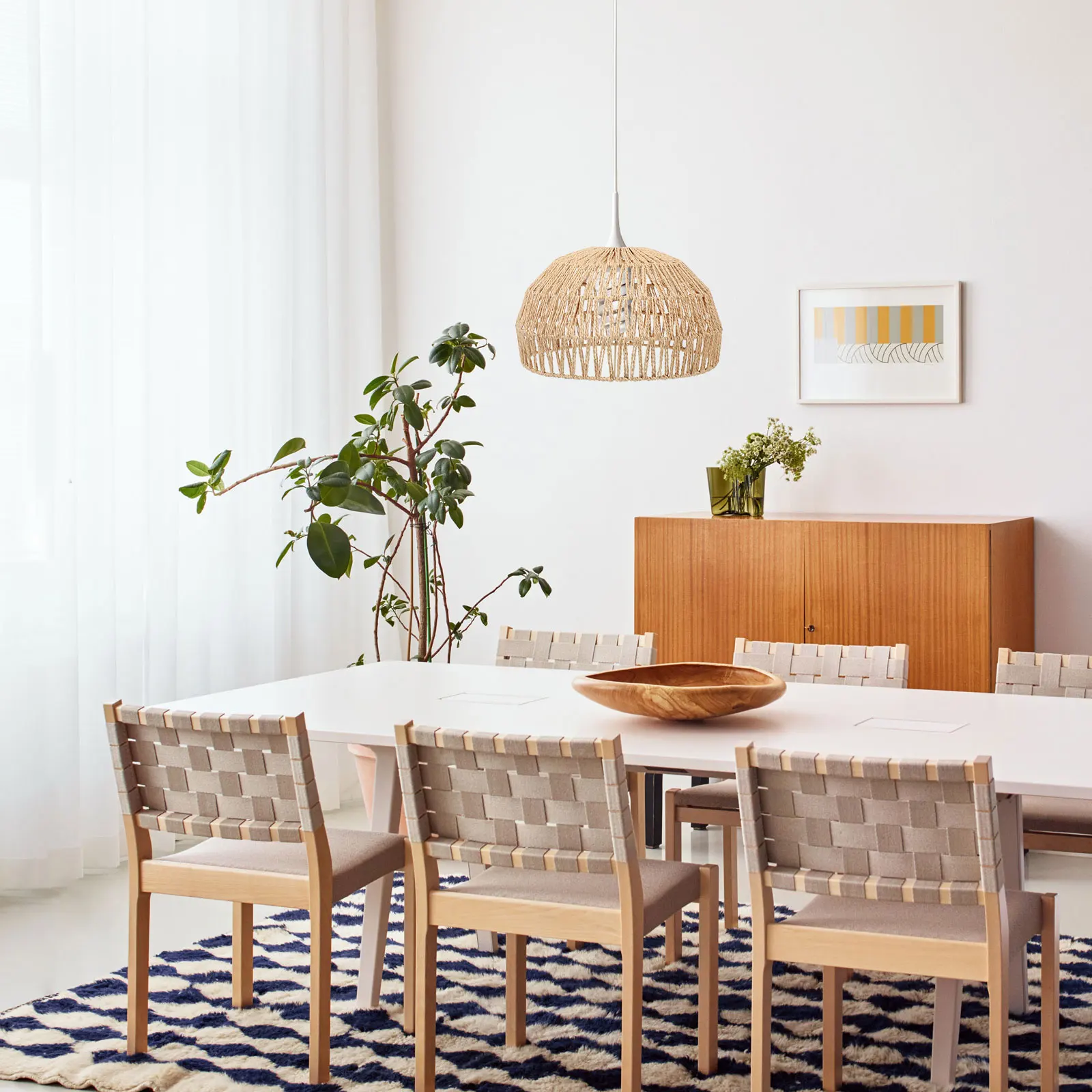 

Small Woven Lampshade Simulated Hemp Rope Light Cover For Indoor Ceiling Lamp Durable Iron Structure Cozy Ambiance Lighting