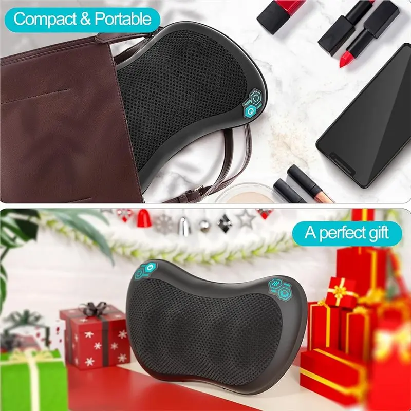 ABVI-Muscle Pain Relief Neck Massager With Heat 8 Deep Tissue Kneading Nodes 3 Speeds 2 Directions Lower Back Shoulder EU Plug