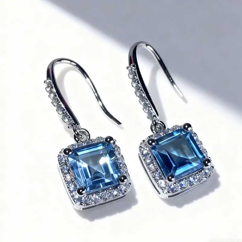 SGARIT 925 أقراط مجوهرات الأزياء الفضية الطبيعية السماء الزرقاء توباز أقراط وأقراط مجوهرات هدية نسائية